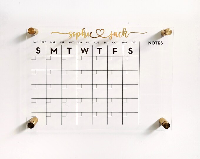 Custom Acrylic calendar for wall, Planner, Dry Erase Calendar, Personalized Acrylic calendar, Christmas gift, Calendar with notes