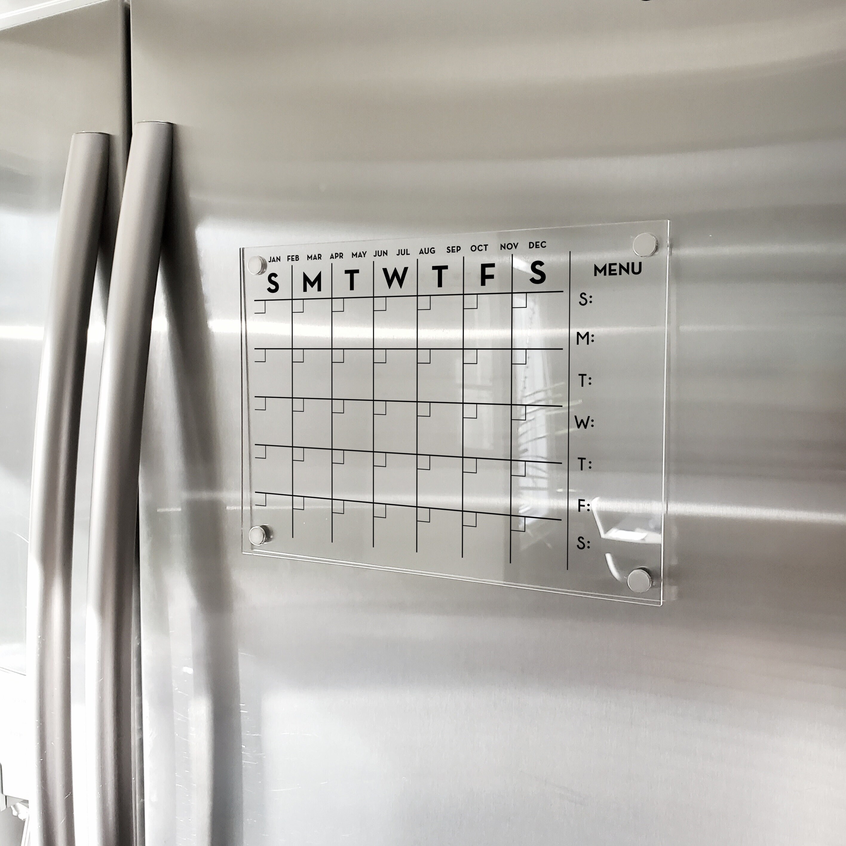 Acrylic Calendar for Fridge 12x 12 Vertical Magnetic Calendar for Fridge Clear Magnetic Dry Erase Board for Fridge Vertical Clear Magnetic