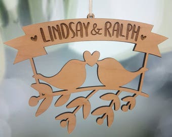 Love Birds Ornament, Custom Christmas Ornament, Couples Ornaments, Personalized Ornaments, Xmas Decor, Christmas gift, Christmas keepsake
