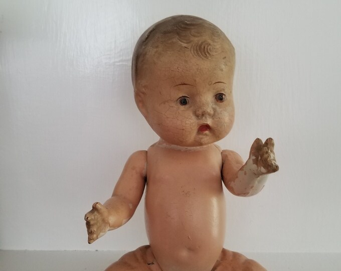 Vintage Paper Mache Baby Doll Etsy