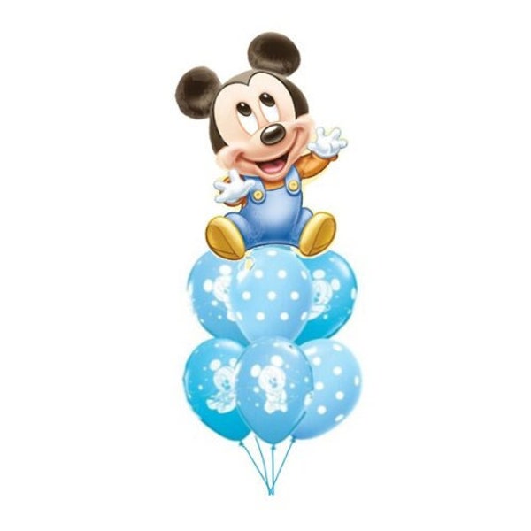 Baby Blue Boy, Baby Mickey, Mouse ears, first birthday, Baby Shower, Birthday party Balloon Bouquet