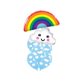Rainbow clouds birthday baby shower balloon bouquet