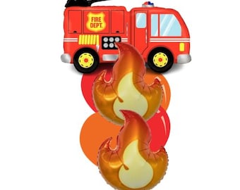 Fire truck Balloon - Firemen Birthday Party  Boy Birthday Party - Fire Truck - Fireman
