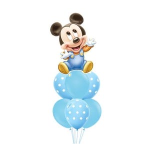 Baby Blue Boy, Baby Mickey, Mouse ears, first birthday, Baby Shower, Birthday party Balloon Bouquet
