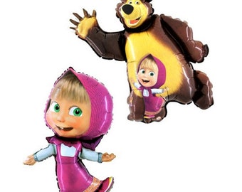 Masha and the bear birthday party balloons set