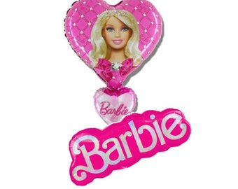 Barbie 30" Hot Pink Balloon set, Barbie Malibu Beach, Barbie birthday Foil Balloon Bouquet