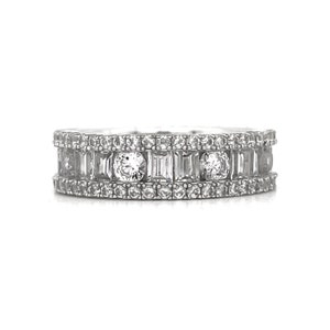 Baguette Simulated Diamond Band, Sterling Silver Emerald Cut Wedding Band, Eternity Band Stacking Band, Simulated Diamond Band, Gold Vermeil