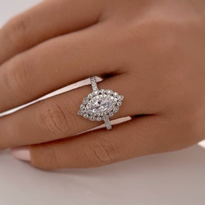 Marquise Art Deco Engagement Ring, Marquise Cluster Ring,  Art Deco Proposal Ring, Wedding Ring, Promise Ring, Statement Ring