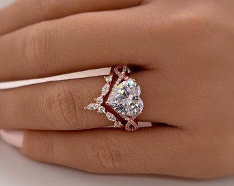 Heart Diamond Ring - Etsy