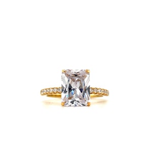 2.50ct Radiant Cut Engagement Ring, Radiant Solitaire Ring, Moissanite, Sterling Silver, Gold, Rose Gold Vermeil, Dainty Minimalist image 5
