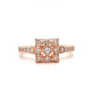 Square Art Deco Ring Edwardian Era Square Cluster Ring