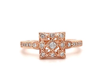 Square Art Deco Ring Edwardian Era Square Cluster Ring