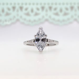 2.00ct Marquise Solitaire Engagement Ring Sterling Silver Marquise Ring Simple Marquise Minimalist Wedding Ring Promise Ring