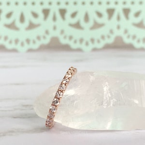 Eternity Band Rose Gold Vermeil Simulated Diamond / Sterling Silver Eternity Wedding Band Simple Minimalist Band Stacking Eternity Ring