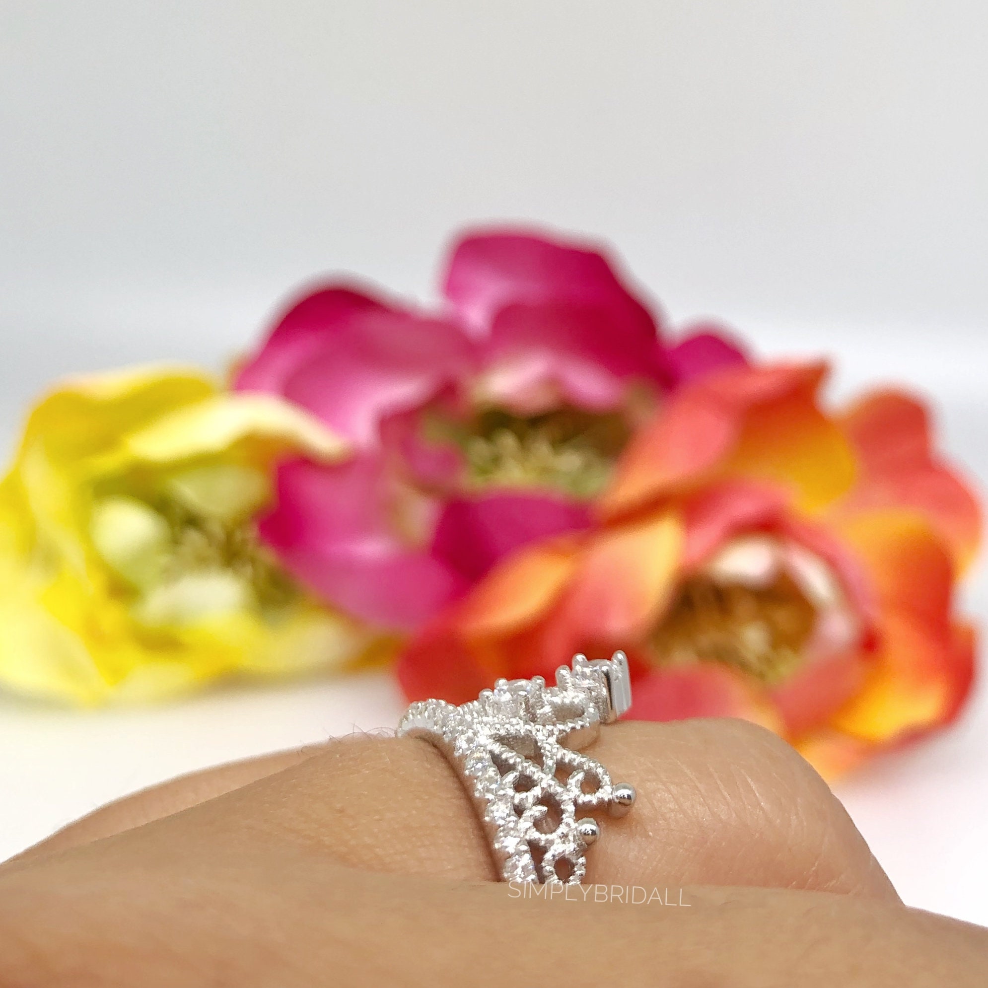 Crown Promise Ring Crown Ring Princess Crown Ring Promise Etsy