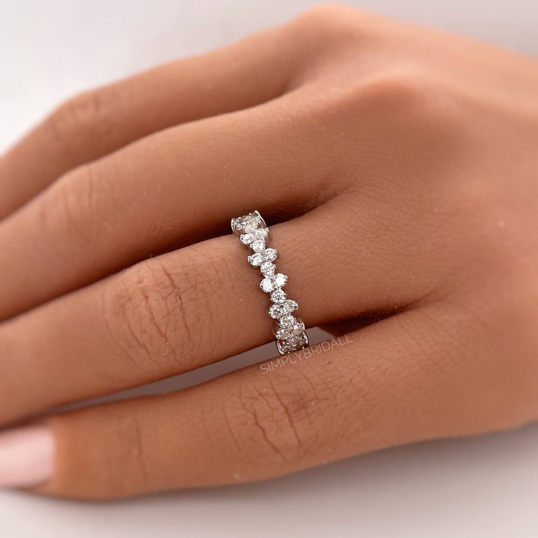 Diamond Cluster Eternity Band, Flower Cluster Eternity Band, Round