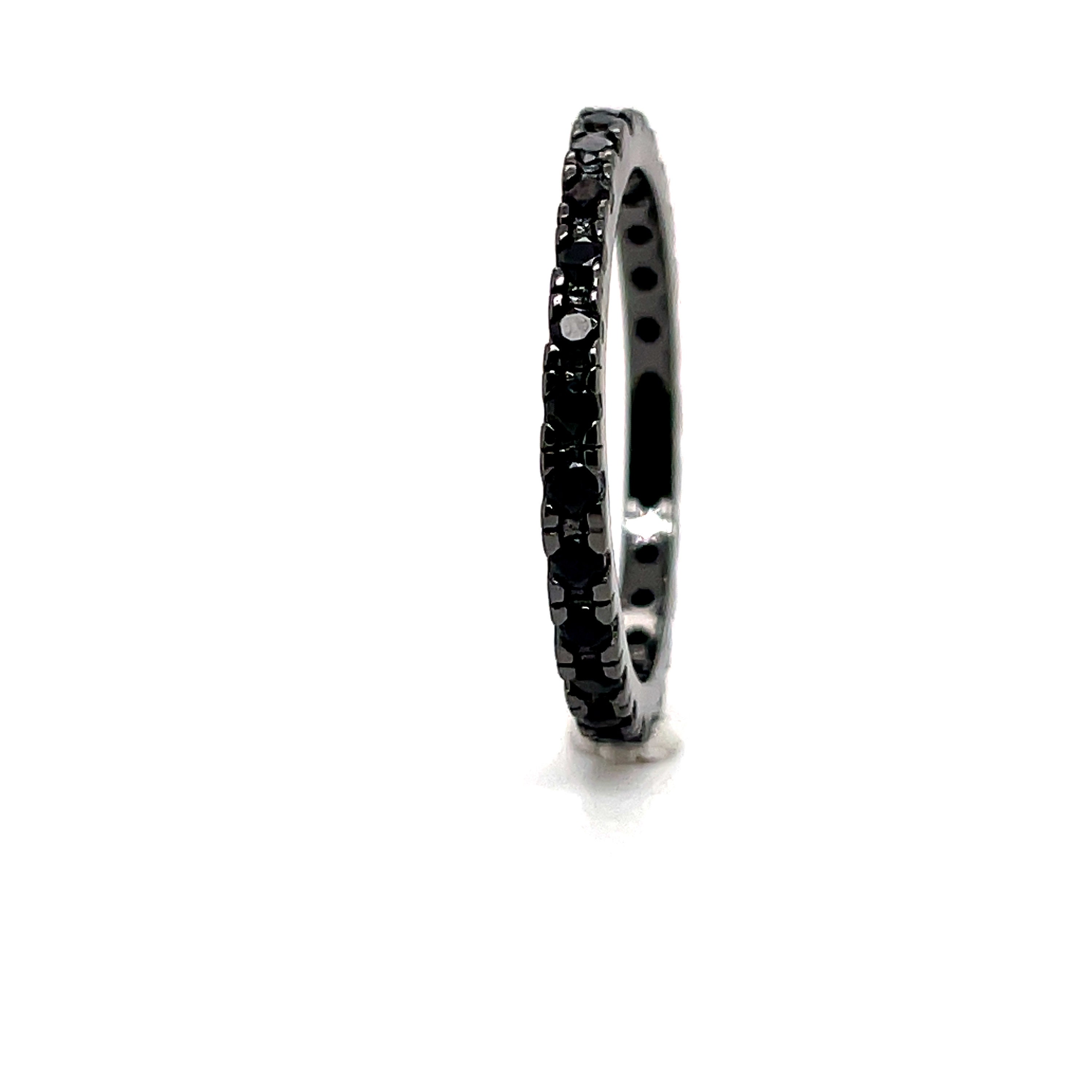 Black Rhodium Eternity Band, Simulated Black Diamond Stackable Ring - Etsy