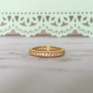 Gold Diamond Eternity Band, Bridal Band Eternity Ring,  Stacking Ring Eternity Ring Band