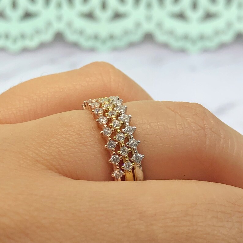 Gold Vermeil Half Eternity Diamond Band Sterling Silver Wedding Band Eternity Band Stacking Band Diamond Dainty Minimalist