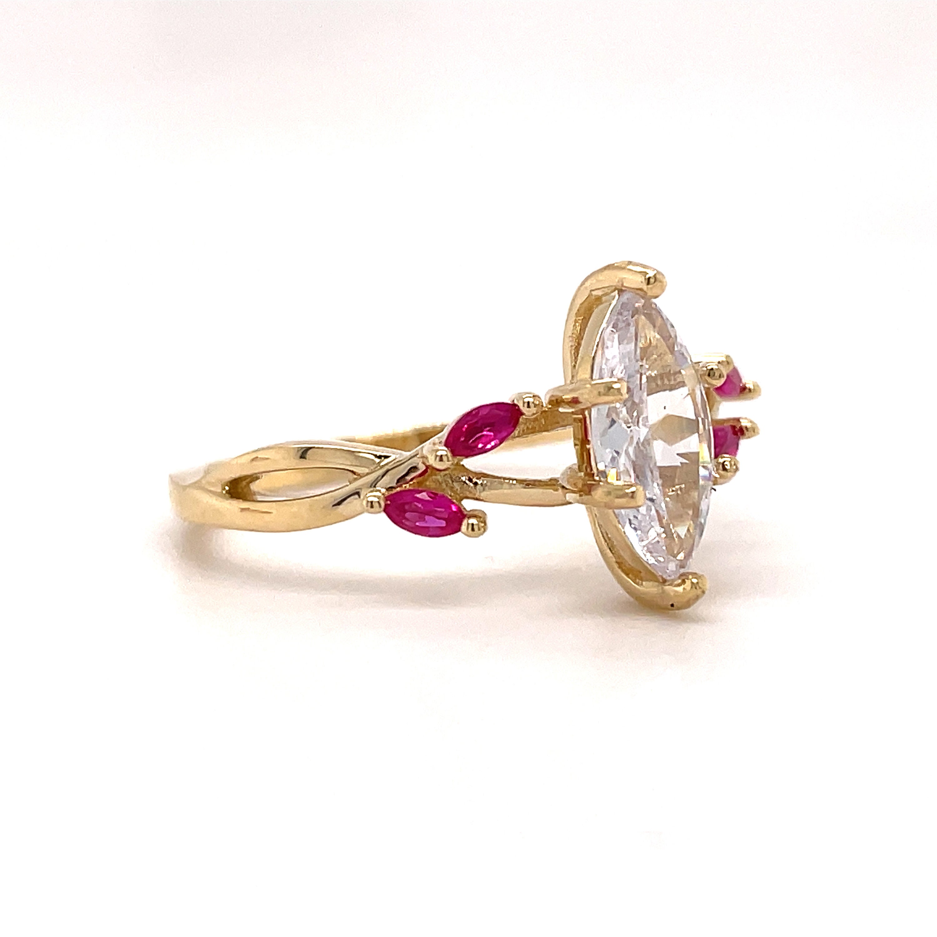 1.00ct Marquise 14k Engagement Ring Ruby Leaf Marquise Ring | Etsy