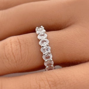 Oval Eternity Band, Oval Wedding Band, Oval Stacking Band, Bridal Ring, Anniversary Ring, Diamond Simulate, Sterling Silver with Vermeil