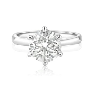 3.00ct Round Moissanite Solitaire Ring, 6 Prong Moissanite Engagement Ring, Bridal Ring, Proposal Ring, Sterling Silver with Vermeil image 7