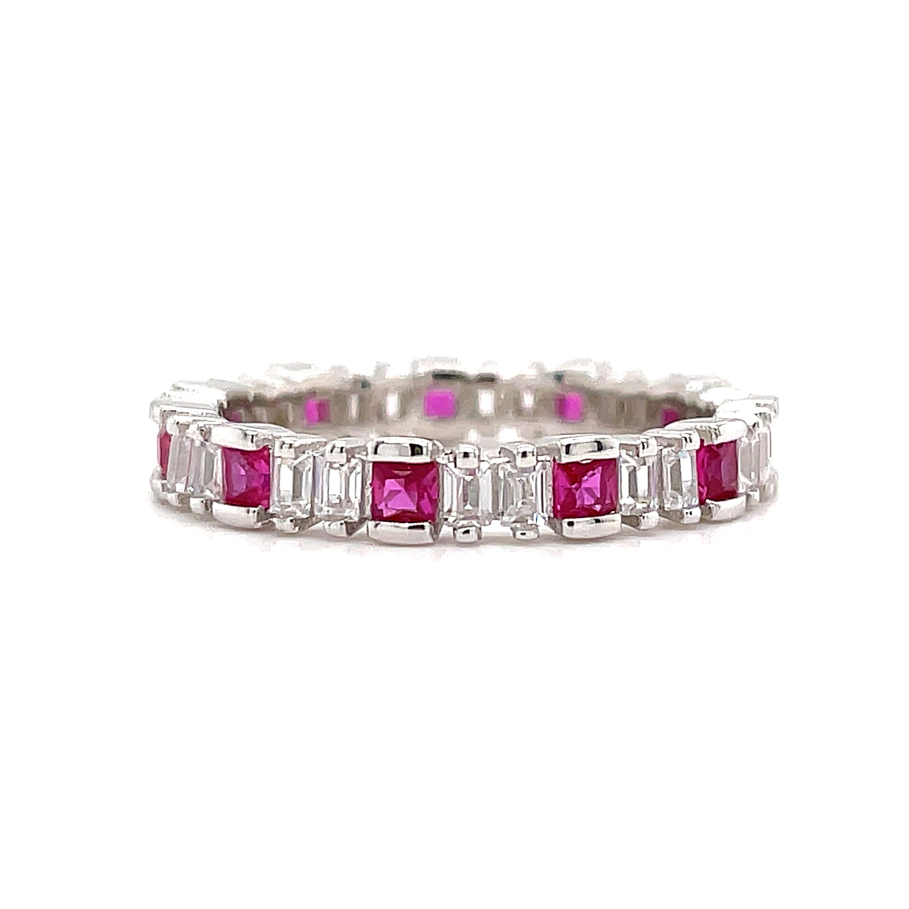 Ruby Square and Diamond Baguette Band, Ruby Baguette Diamond Band ...
