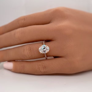 2.50ct Oval Moissanite Engagement Ring, Oval Engagement Ring, Proposal Ring, Bridal Ring, Moissanite with Certificate, Hidden Halo