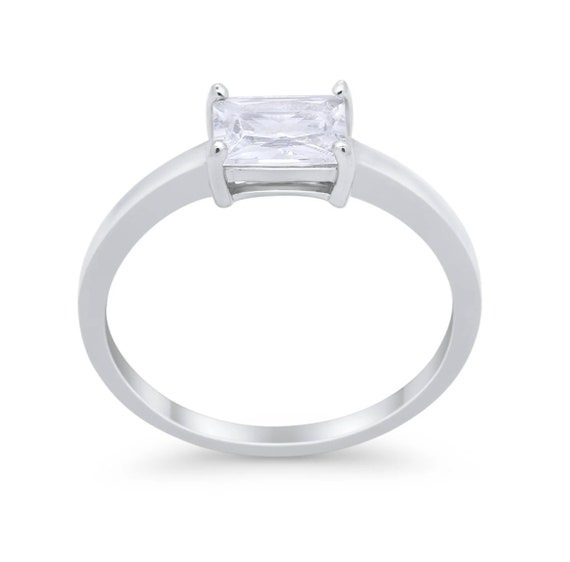 1.00ct Horizontal Radiant Diamond Ring Radiant Cut Horizontal Engagement Ring Solitaire Radiant Ring East West Diamond Ring