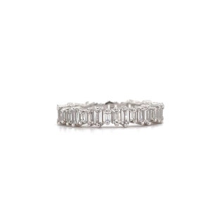Baguette Diamond Band, Sterling Silver Emerald Cut Wedding Band, Eternity Band, Stacking Baguette Band, Simulated Diamond, Minimalist Band