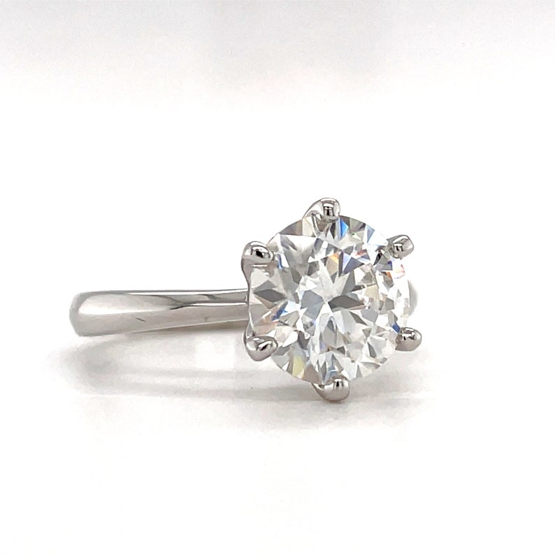 3.00ct Round Moissanite Solitaire Ring, 6 Prong Moissanite Engagement Ring, Bridal Ring, Proposal Ring, Sterling Silver with Vermeil image 6