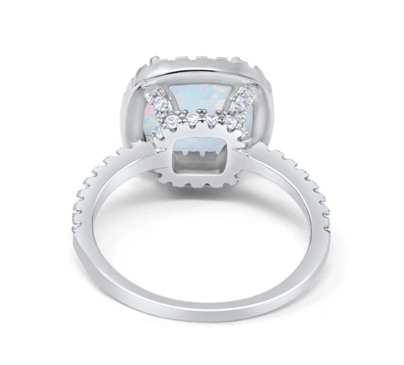 Cushion Cut Zales Opal Rings Cushion-Shaped Opal, White Sapphire And