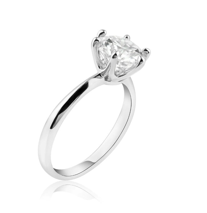 3.00ct Round Moissanite Solitaire Ring, 6 Prong Moissanite Engagement Ring, Bridal Ring, Proposal Ring, Sterling Silver with Vermeil image 8