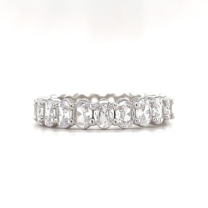 Oval Eternity Band, Oval Wedding Band, Oval Stacking Band, Bridal Ring, Anniversary Ring, Diamond Simulate, Sterling Silver with Vermeil