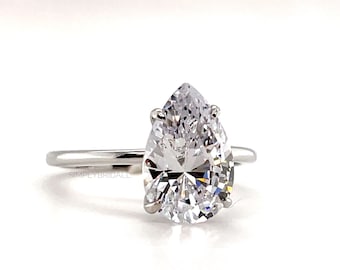 Bague de fiançailles en moissanite poire de 4,00 carats, bague de proposition en forme de poire, solitaire en moissanite larme, bague de mariée, argent sterling avec vermeil