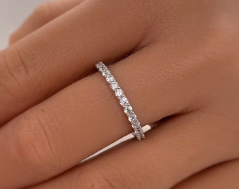 Alliance en moissanite, alliance en argent sterling 2 mm