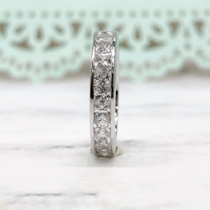 4.50ct Square Eternity Band / Princess Cut Eternity Band / Simulated Diamond / Sterling Silver with Vermeil / Stacking Band
