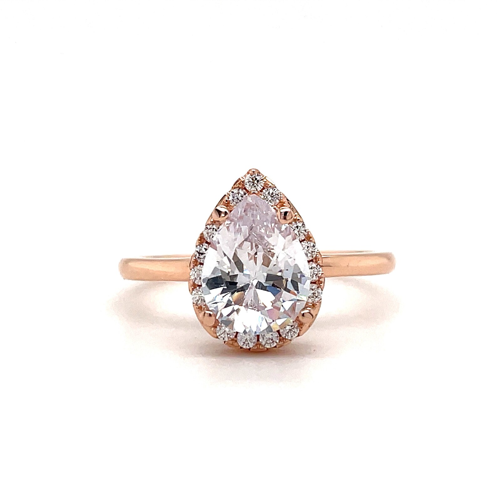 1.50ct Tropfen 14k Gold Verlobungsring Pear Halo Ring | Etsy
