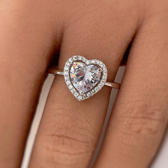 Heart Shaped Pink Sapphire & Diamond Halo Engagement Ring 14k Rose Gold  1.50ct