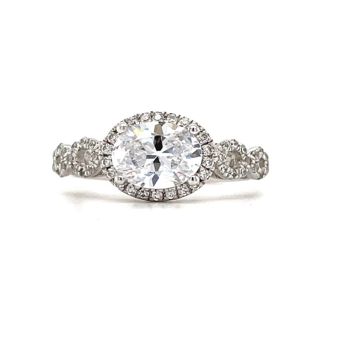 Horizontal Oval Engagement Ring Diamond Sideways Oval Ring Wedding Ring Silver Proposal Ring Oval Simulated Diamond East West Oval Ring Etsy