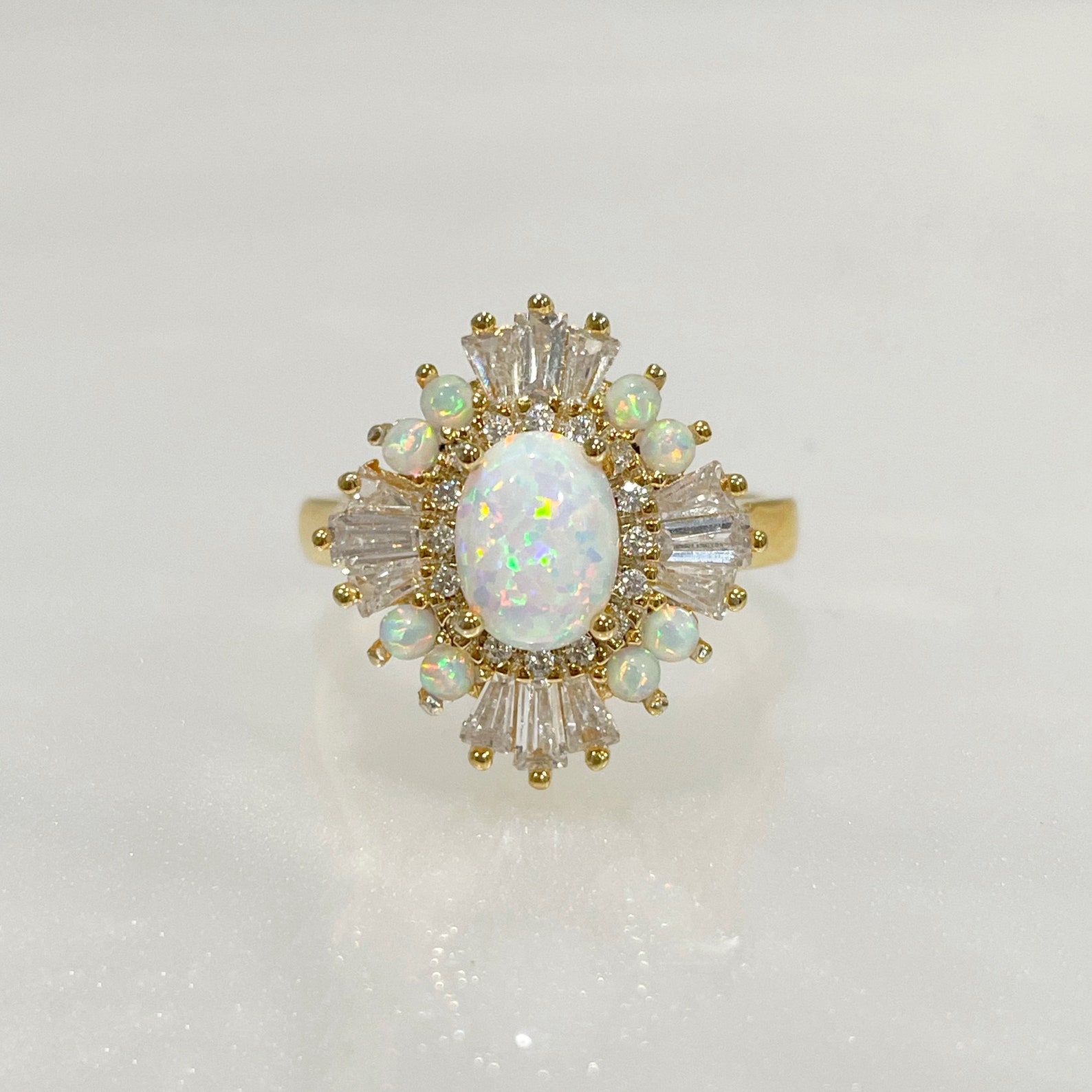 Opal Art Deco Engagement Ring Vintage Opal Wedding Ring Art - Etsy