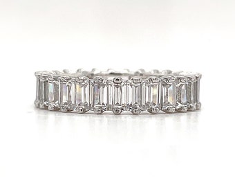 Anello Eternit&agrave; Baguette 23 Pietre CZ | Argento 925 Fede Nuziale Anniversario | ET12M
