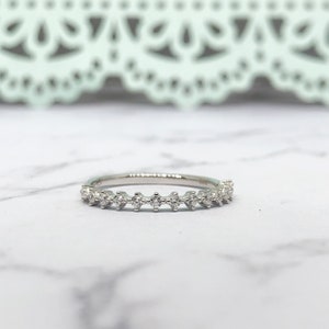 Demi-anneau éternité en argent sterling / Argent sterling / Alliance éternité Alliance empilable Diamant délicat minimaliste
