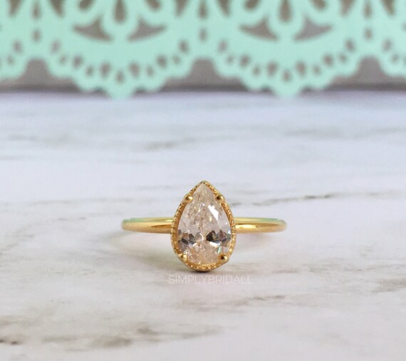 1.00ct Solitaire Engagement Ring 18k Rose Gold Filled Sterling Silver Proposal Ring gold Simple Rope Minimalist Wedding Ring Promise Ring