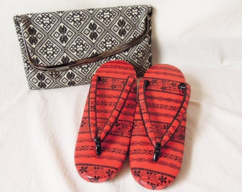 Vintage Japanese Kimono Bag & Zōri Sandals Set