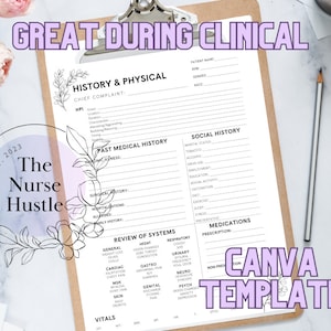 NP Student Medical History & Physical Template *CANVA TEMPLATE* Digital Download
