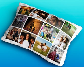 Personalised Photo Collage Pillowcase Custom Made Pillow Case Gift up to 12 Photos