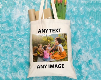 Shopping canvas Tote Bag Personalised Photo Tote Bag Printed With Text Logo Picture Birthday Business Hen Party