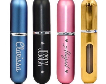 Personalised Engraved Mini Perfume Atomiser – Custom Refillable Travel Spray Bottle – Elegant Gift for Her and Him