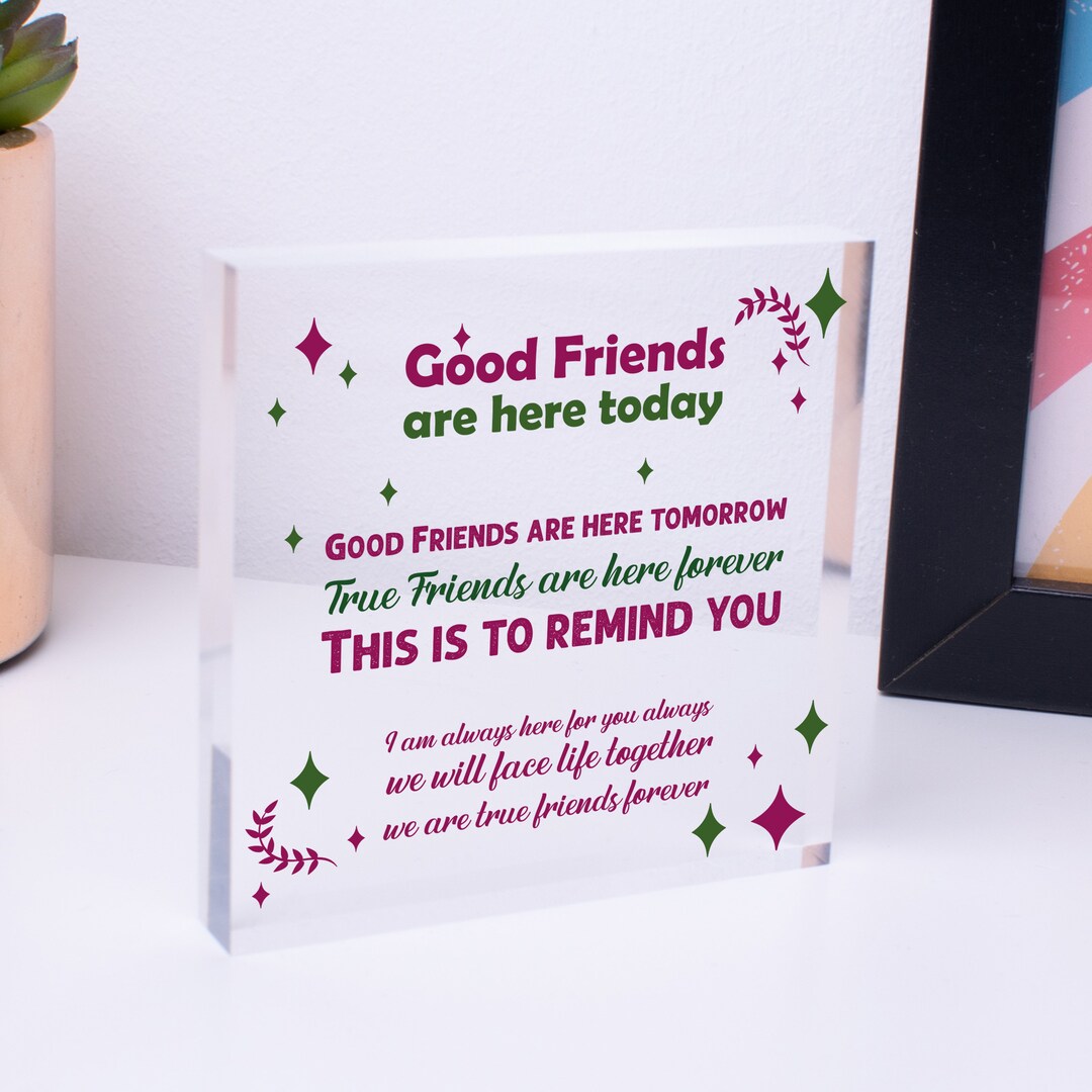 True Friends Friendship Sign Best Friend Plaque Gift Chic Wood Heart